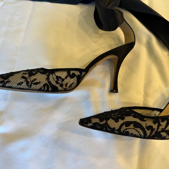Manolo Blahnik Lace & Ribbon Heels 39.5 - Picture 8 of 9